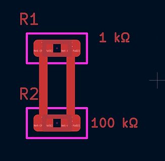 PCB-Layout Ausschnitt von zwei Widerständen