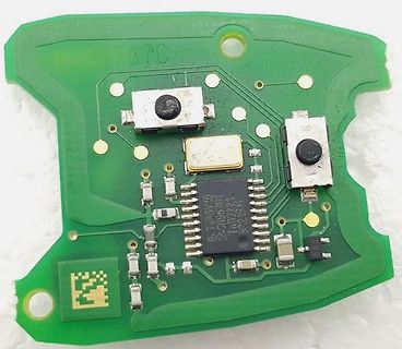 Leiterplatte mit Mikrocontroller und Taster