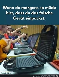 Meme über Verwechslung von Laptop und Grill