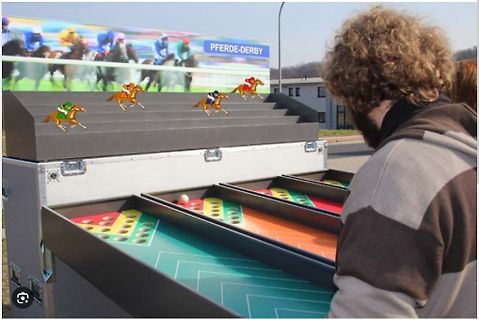 Person spielt Pferderennen-Flipperautomat