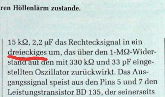 Ausschnitt aus einem deutschen Text über Elektronik