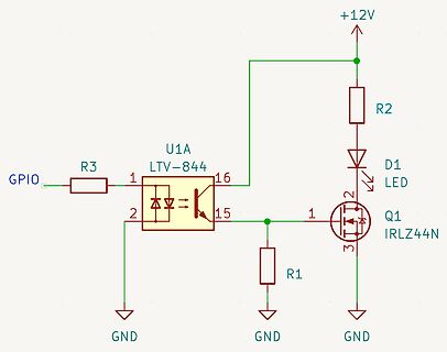 Schaltplan mit Optokoppler und MOSFET