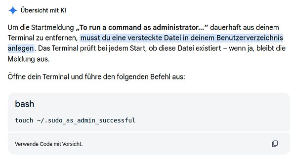 Anleitung zum Entfernen einer Terminal-Meldung