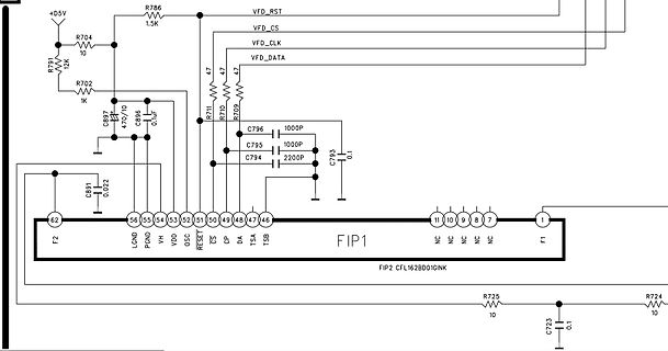 Schaltplan mit FIP1 Mikrocontroller und VFD-Anbindung