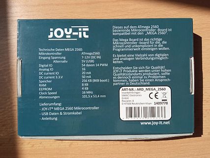 Rückseite einer JOY-IT Mega 2560 Verpackung