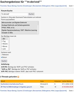 Suchergebnisse eines Elektronik-Forums