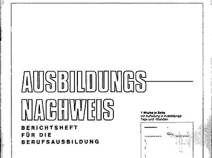 Titelblatt eines Berichtshefts für die Berufsausbildung