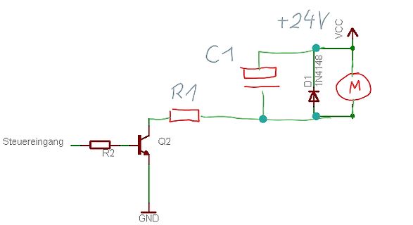 Schaltplan einer Transistorsteuerung für einen Motor