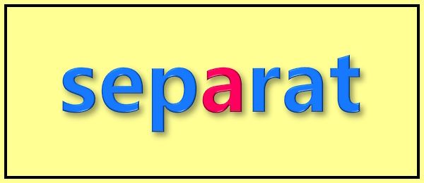 Wort 'separat' in blauen und roten Buchstaben