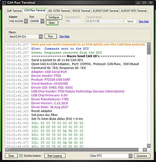 Screenshot eines CAN Raw Terminals