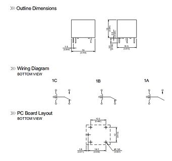 Abmessungen, Schaltplan und PCB-Layout eines Schalters