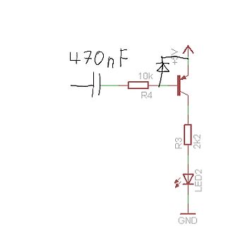 Handgezeichneter Schaltplan mit Transistor und LED
