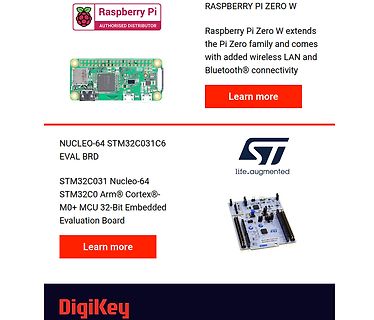 Werbung für Raspberry Pi Zero W und STM32 Nucleo-64