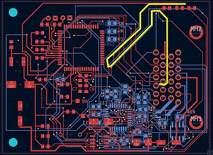 Leiterplatten-Layout mit gelber Markierung