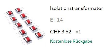 Produktseite eines Isolationstransformators