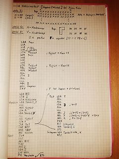 Handschriftliche Assembler-Programmierung auf Karopapier