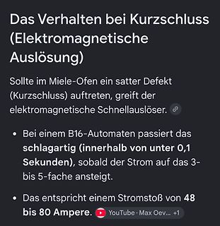 Text über elektromagnetische Auslösung bei Kurzschluss