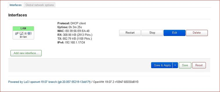 OpenWrt Interface Konfiguration LAN