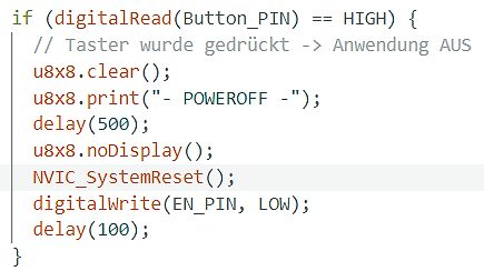 C++ Code Ausschnitt für Mikrocontroller