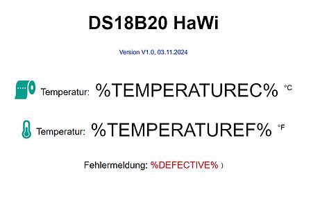 Software-Interface für DS18B20 Temperaturanzeige