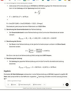 Berechnung von Widerstand, Strom und Leistung in einer Reihenschaltung