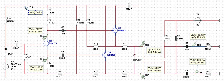 Schaltplan einer elektronischen Schaltung mit Transistoren
