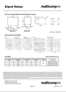 Datenblatt für Multicomp PRO Signal Relays