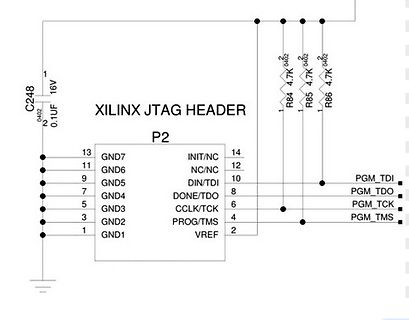 Schaltplan eines Xilinx JTAG Headers
