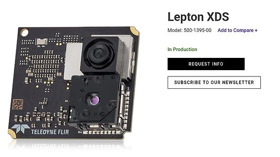 Produktseite eines Lepton XDS Wärmebildsensors