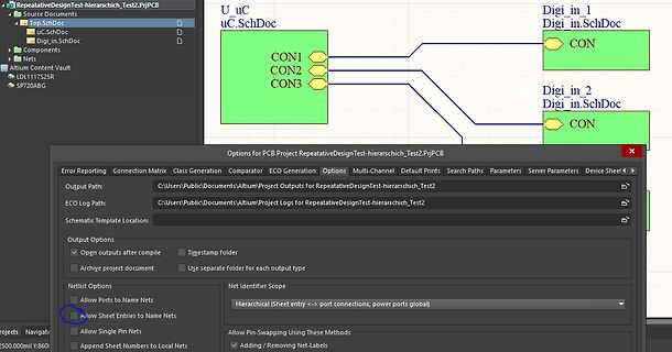 Altium Designer Schaltplan und Optionen-Dialogfenster