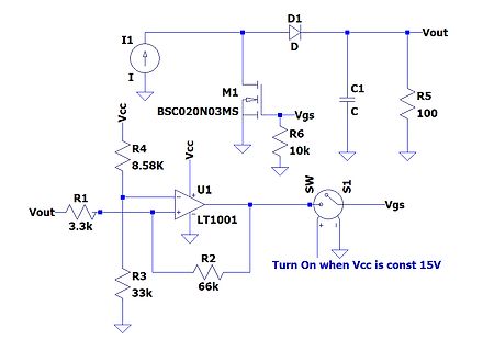 Schaltplan einer Konstantstromquelle mit MOSFET-Steuerung