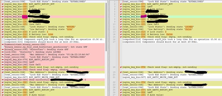 Log-Ausgabe eines Bluetooth-Protokolls