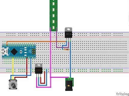 Fritzing-Schaltplan eines Arduino-Aufbaus auf Breadboard