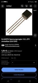 Screenshot eines Online-Shops für einen LM317 Spannungsregler