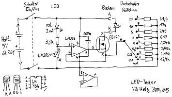 Schaltplan eines LED-Testers
