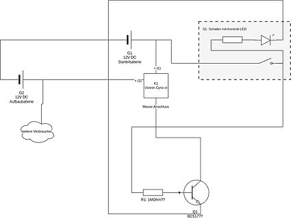 Schaltplan mit Batterien, Schalter und Transistor