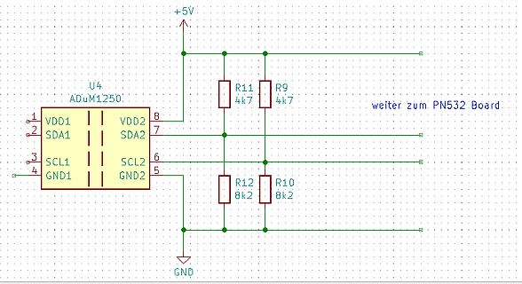Schaltplan eines I2C-Isolators mit ADuM1250