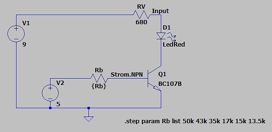 Schaltplan mit Transistor und LED