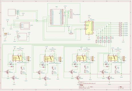 Schaltplan mit Mikrocontroller, Relais und LEDs