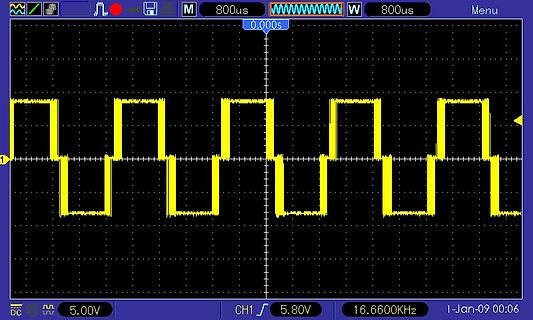 Oszilloskop-Screenshot eines Rechtecksignals