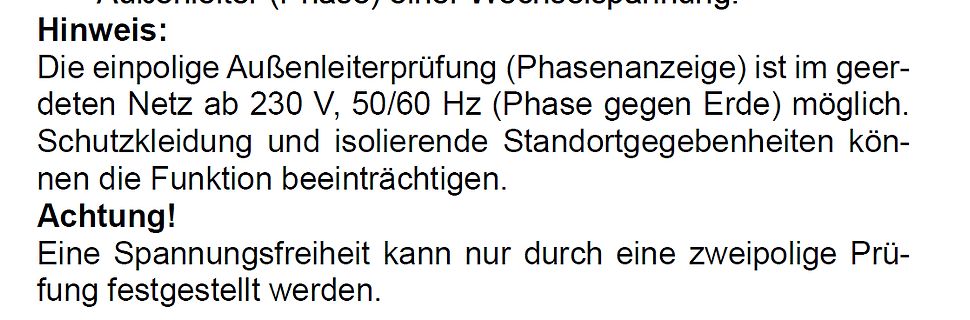 Deutscher Sicherheitshinweis zur Spannungsfreiheit
