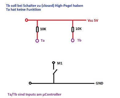Schaltplan mit Pull-Down-Widerständen und Schalter