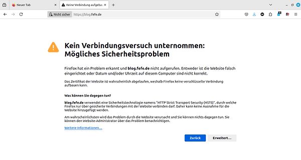 Firefox Fehlermeldung Sicherheitsproblem