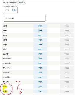 Software-Liste von Netzwerk-Schnittstellen