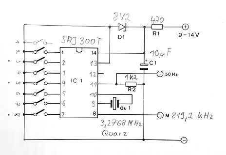 Handgezeichneter Schaltplan mit Mikrocontroller