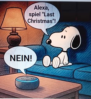 Comic-Meme mit Snoopy und Amazon Echo