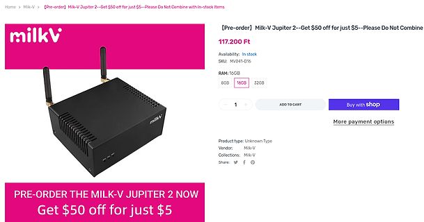 Webshop-Produktseite Milk-V Jupiter 2