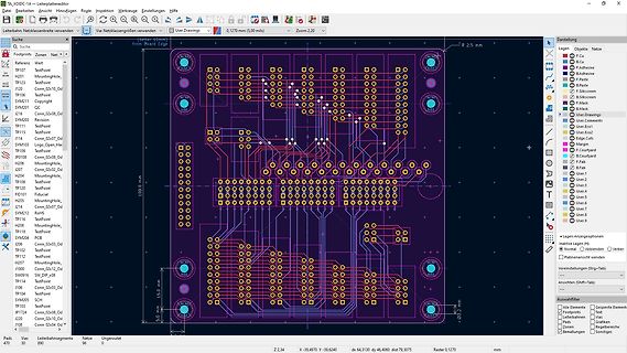 CAD-Ansicht eines Leiterplatten-Layouts