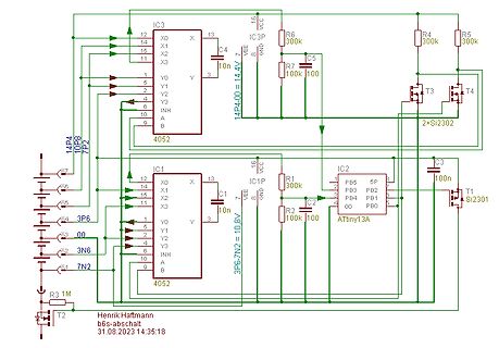Schaltplan mit Mikrocontrollern und MOSFETs