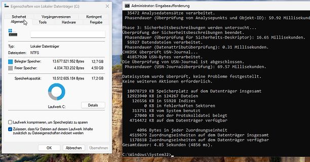 Windows Eigenschaften von Laufwerk C